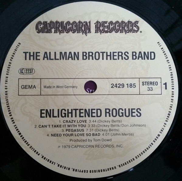 The Allman Brothers Band - Enlightened Rogues | Capricorn Records (2429 185) - 4 The Allman Brothers Band - Enlightened Rogues | Capricorn Records (2429 185) - 4