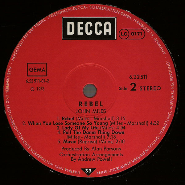 John Miles - Rebel | Decca (6.22511) - 4