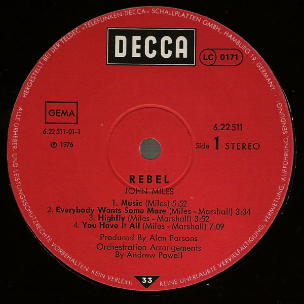 John Miles - Rebel | Decca (6.22511) - 3