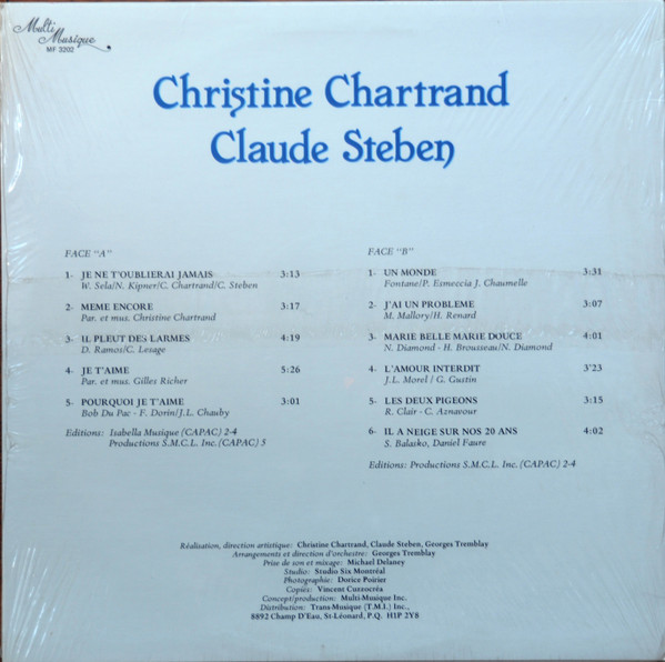 Christine Chartrand Et Claude Steben - Il Pleut Des Larmes | Multi Musique (MF-3202) - 2