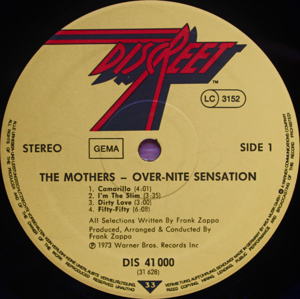 The Mothers - Over-Nite Sensation | DiscReet (DIS 41 000) - 3
