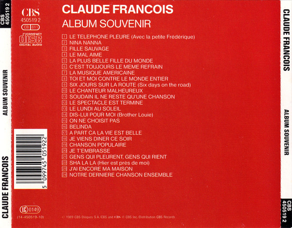 Claude François - Album Souvenir | CBS (CBS 450519 2) - 2 Claude François - Album Souvenir | CBS (CBS 450519 2) - 2