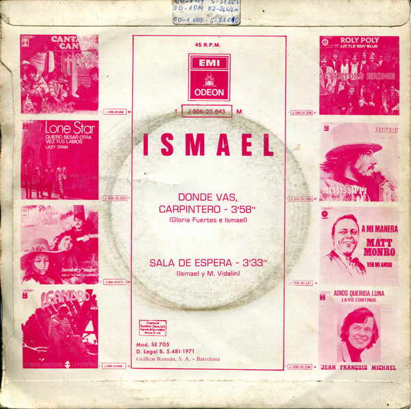 Ismael - Dónde Vas, Carpintero | Odeon (1 J 006-20.643 M) - 2