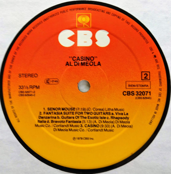 Al Di Meola - Casino | CBS (CBS 32071) - 4 Al Di Meola - Casino | CBS (CBS 32071) - 4