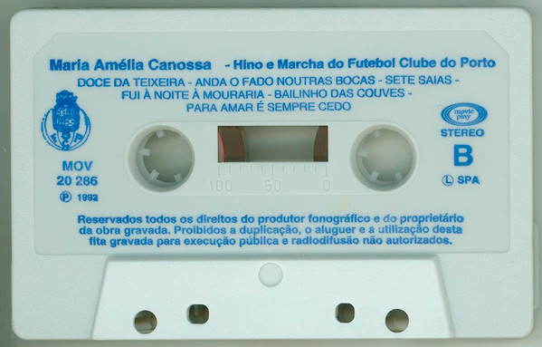 Maria Amélia Canossa - Hino E Marcha Do Futebol Clube Do Porto - Centenário 1893-1993 | Movieplay (MOV 20 286) - 3 Maria Amélia Canossa - Hino E Marcha Do Futebol Clube Do Porto - Centenário 1893-1993 | Movieplay (MOV 20 286) - 3