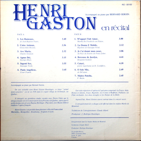 Henri Gaston - En Récital | Rovox (RO-00100) - 2 Henri Gaston - En Récital | Rovox (RO-00100) - 2