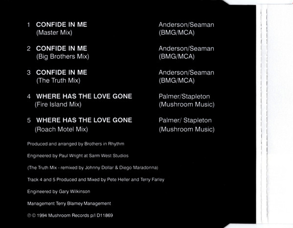 Kylie Minogue - Confide In Me (The Remixes) CD | Mushroom (D11869) - 3 Kylie Minogue - Confide In Me (The Remixes) CD | Mushroom (D11869) - 3