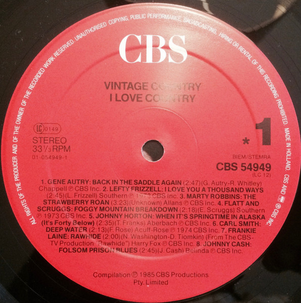 Various - I Love Country (Vintage Country) | CBS (CBS 54949) - 3 Various - I Love Country (Vintage Country) | CBS (CBS 54949) - 3