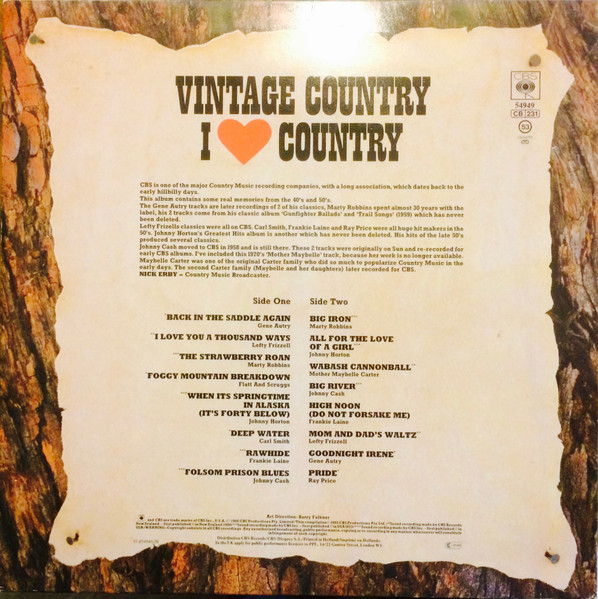 Various - I Love Country (Vintage Country) | CBS (CBS 54949) - 2 Various - I Love Country (Vintage Country) | CBS (CBS 54949) - 2