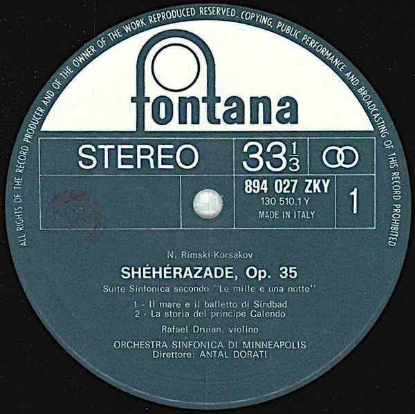 Nikolai Rimsky-Korsakov / Minneapolis Symphony Orchestra / Antal Dorati - Rimsky-Korsakov: Schéhérazade | Fontana (894 027 ZKY) - 3 Nikolai Rimsky-Korsakov / Minneapolis Symphony Orchestra / Antal Dorati - Rimsky-Korsakov: Schéhérazade | Fontana (894 027 ZKY) - 3