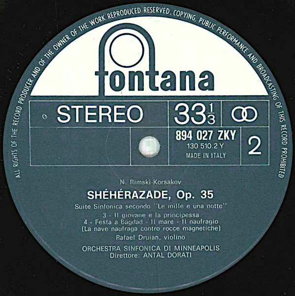 Nikolai Rimsky-Korsakov / Minneapolis Symphony Orchestra / Antal Dorati - Rimsky-Korsakov: Schéhérazade | Fontana (894 027 ZKY) - 4 Nikolai Rimsky-Korsakov / Minneapolis Symphony Orchestra / Antal Dorati - Rimsky-Korsakov: Schéhérazade | Fontana (894 027 ZKY) - 4