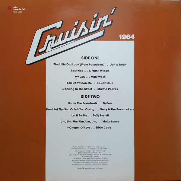 Various - Cruisin' 1964 [Vinyl] | Ruby Records Limited (RR3-4087) - 2