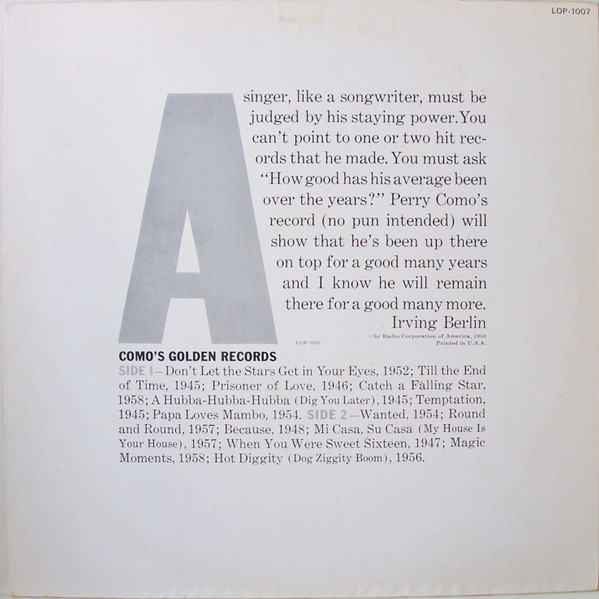 Perry Como - Como's Golden Records | RCA Victor (LOP-1007) - 2