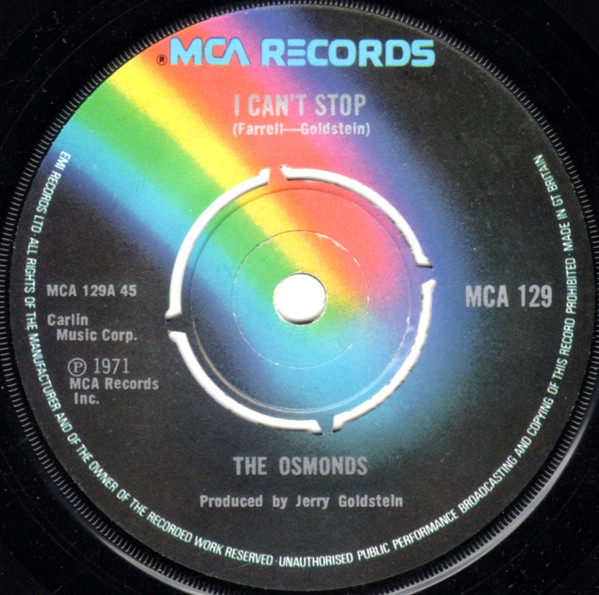 The Osmonds - I Can't Stop | MCA Records (MCA 129) - main