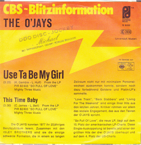 The O'Jays - Use Ta Be My Girl | Philadelphia International Records (PIR S 6332)