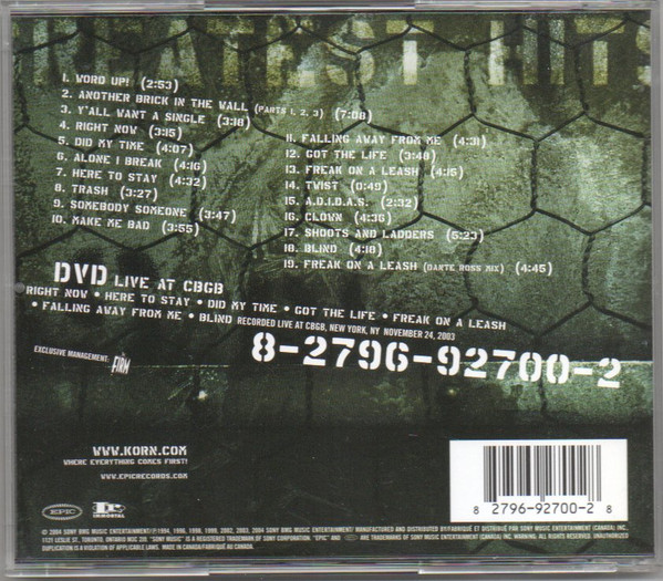 Korn - Greatest Hits Vol. 1 (CD + DVD) [CD] | Epic (EK 92700) - 2