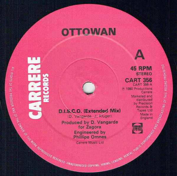 Ottawan - D.I.S.C.O.  / Hands Up | Carrere (CART 356)
