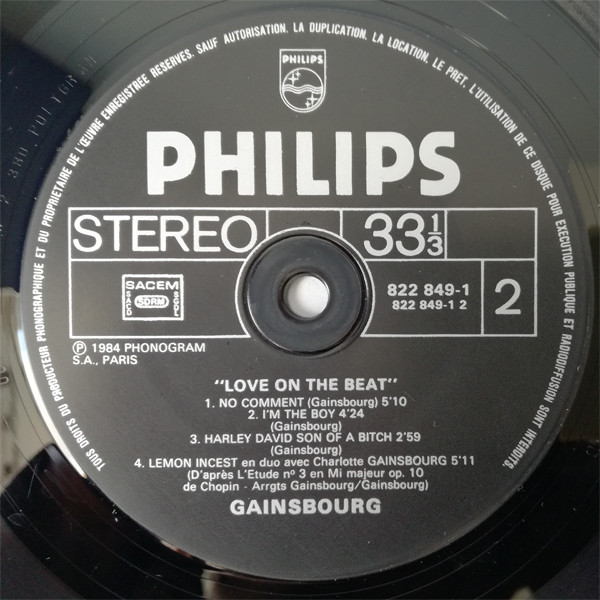 Serge Gainsbourg - Love On The Beat | Philips (822 849-1) - 3