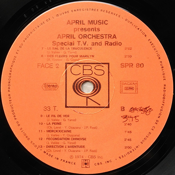 Unknown Artist - April Orchestra - Musique Pour Radio-TV, Vol. 1 | CBS (SPR 80) - 3 Unknown Artist - April Orchestra - Musique Pour Radio-TV, Vol. 1 | CBS (SPR 80) - 3