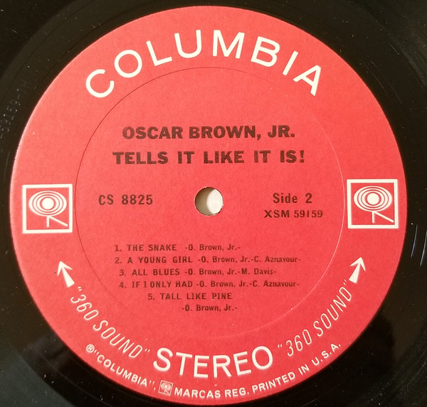 Oscar Brown Jr. - Tells It Like It Is! | Columbia (CS 8825) - 3 Oscar Brown Jr. - Tells It Like It Is! | Columbia (CS 8825) - 3