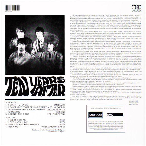 Ten Years After - Ten Years After | Deram (UMCLP039) - 2