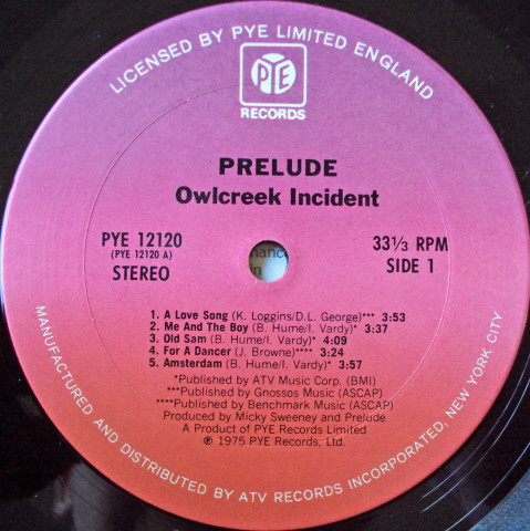 Prelude - Owlcreek Incident | Pye Records (PYE 12120) - 3