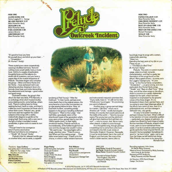 Prelude - Owlcreek Incident | Pye Records (PYE 12120) - 2