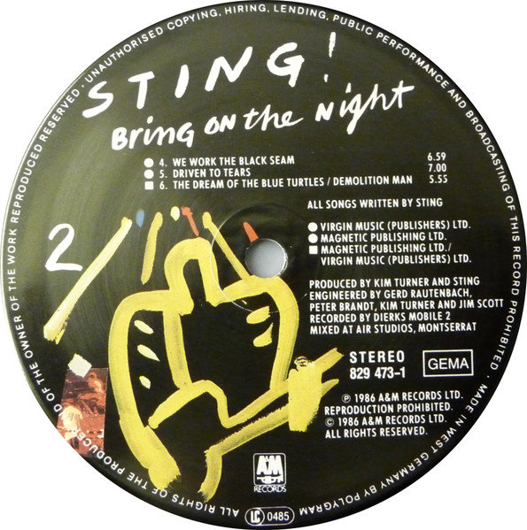 Sting - Bring On The Night | A&M Records (396705-1) - 4
