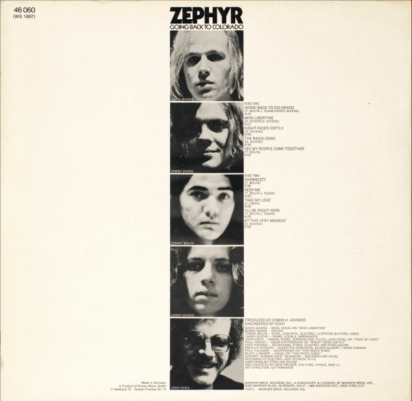 Zephyr - Going Back To Colorado | Warner Bros. Records (46 060) - 2