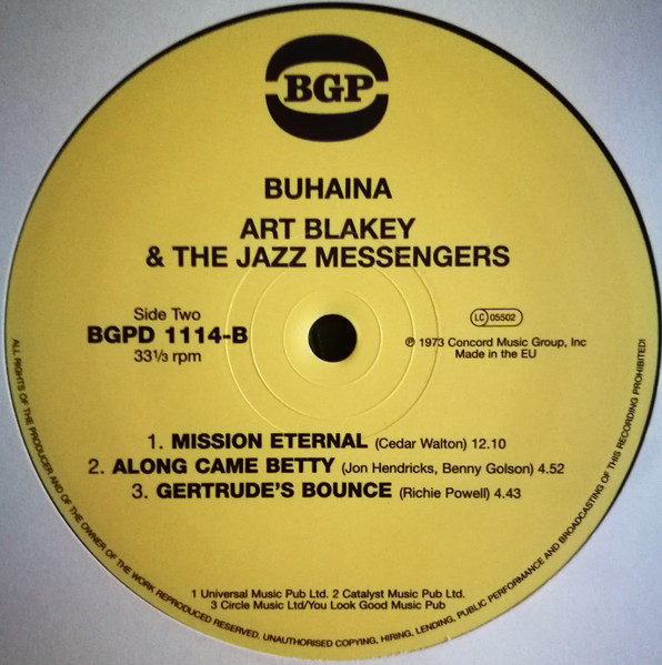 Art Blakey & The Jazz Messengers Guest Artist Jon Hendricks - Buhaina | BGP Records (BGPD 1114) - 4