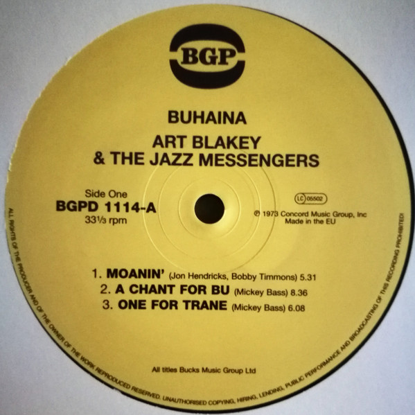 Art Blakey & The Jazz Messengers Guest Artist Jon Hendricks - Buhaina | BGP Records (BGPD 1114) - 3