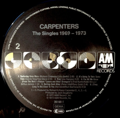 Carpenters - The Singles 1969-1973 | A&M Records (393 601-1) - 4