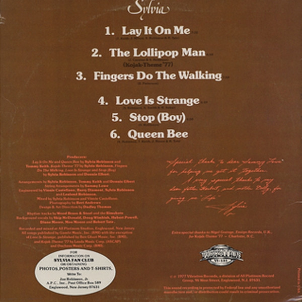 Sylvia Robinson - Lay It On Me | Vibration (VI-131) - 2