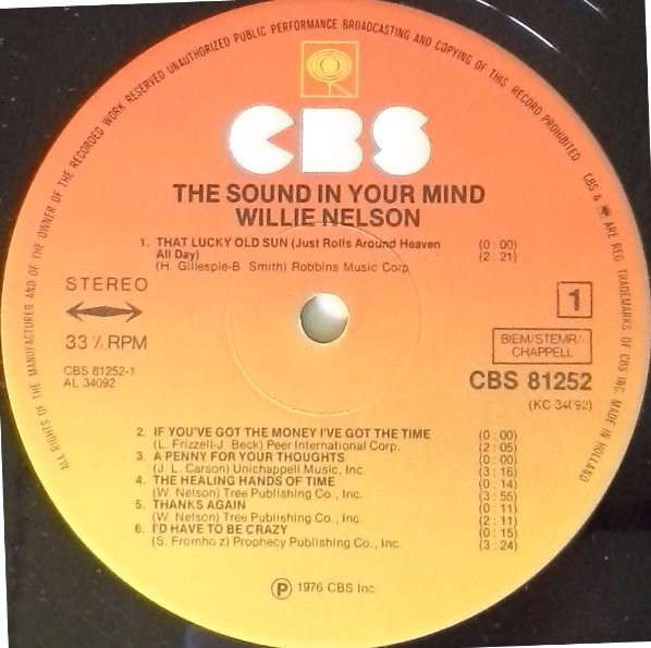 Willie Nelson - The Sound In Your Mind | CBS (CBS 81252) - 3 Willie Nelson - The Sound In Your Mind | CBS (CBS 81252) - 3