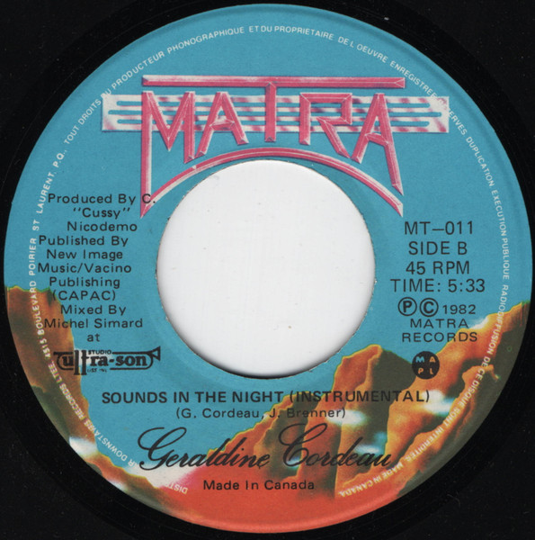 Geraldine Cordeau - Sounds In The Night (7") [Vinyl] | Matra (MT-011) - 2