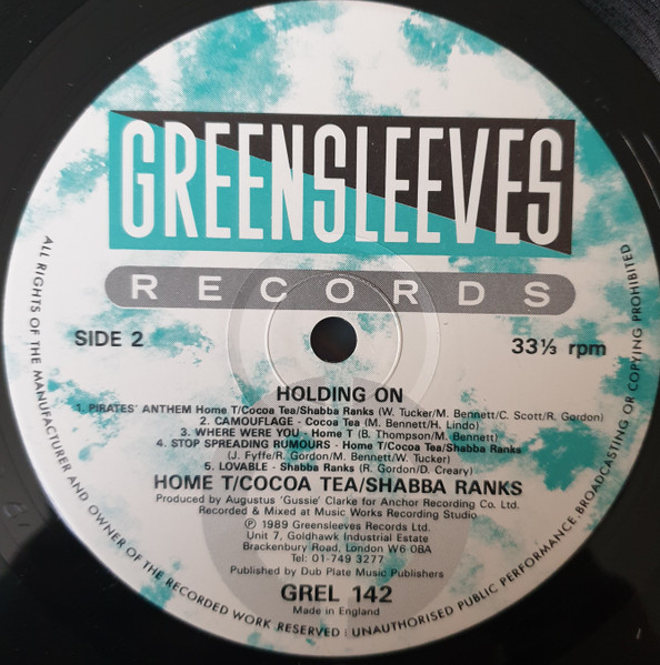 Home T & Cocoa Tea & Shabba Ranks - Holding On | Greensleeves Records (GREL 142) - 4