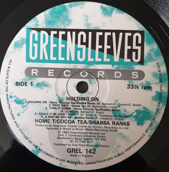 Home T & Cocoa Tea & Shabba Ranks - Holding On | Greensleeves Records (GREL 142) - 3