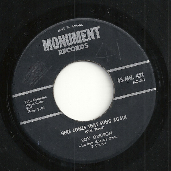 Roy Orbison - Only The Lonely (Know The Way I Feel) (7") [Vinyl] | Monument (45-MN. 421) - 2
