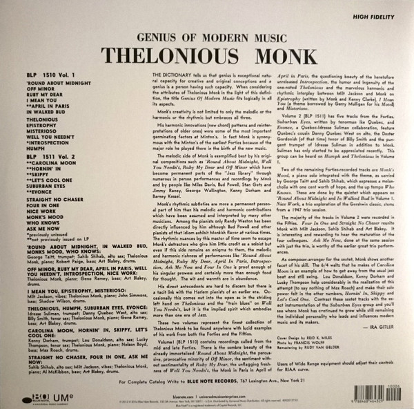Thelonious Monk - Genius Of Modern Music Volume One | Blue Note (1510) - 2