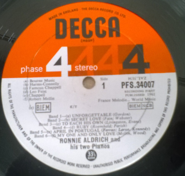 Ronnie Aldrich And His Two Pianos - Melody And Percussion For Two Pianos | Decca (PFS 34007) - 3 Ronnie Aldrich And His Two Pianos - Melody And Percussion For Two Pianos | Decca (PFS 34007) - 3