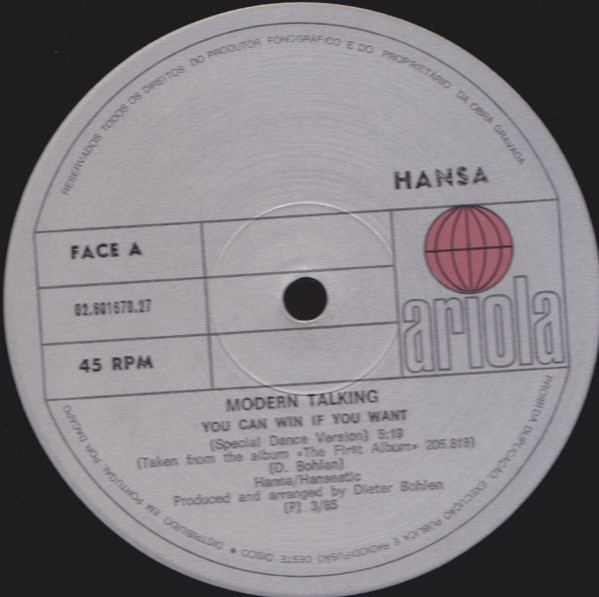 Modern Talking - You Can Win If You Want (Special Dance Version) | Ariola (02.601670 .27) - 2