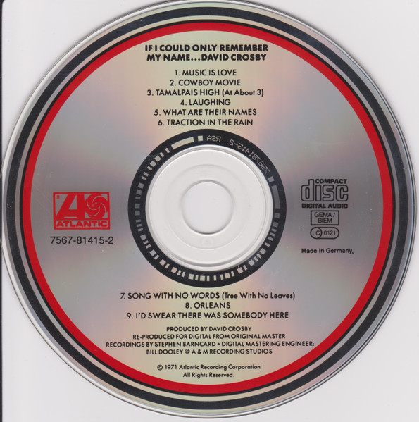 David Crosby - If I Could Only Remember My Name.... | Atlantic (7567-81415-2) - 3 David Crosby - If I Could Only Remember My Name.... | Atlantic (7567-81415-2) - 3