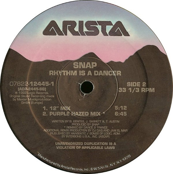 Snap! - Rhythm Is A Dancer | Arista (07822-12445-1) - 2 Snap! - Rhythm Is A Dancer | Arista (07822-12445-1) - 2