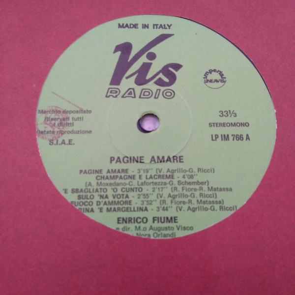 Enrico Fiume - Pagine Amare | Vis Radio (LP IM 766) - 3 Enrico Fiume - Pagine Amare | Vis Radio (LP IM 766) - 3