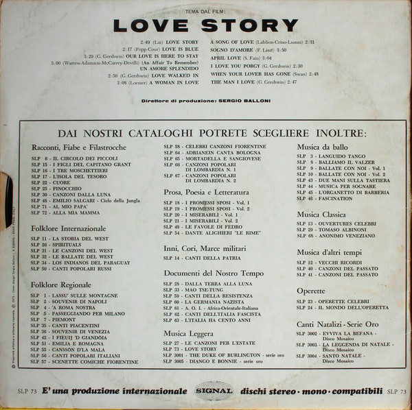 Various - Tema Dal Film "Love Story" | Signal (SLP 73)