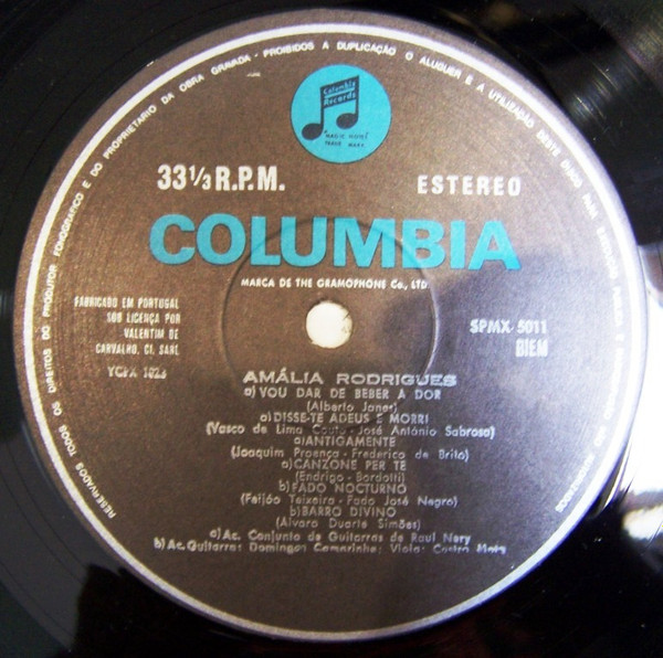 Amália Rodrigues - Vou Dar De Beber À Dor | Columbia (SPMX 5011) - 3