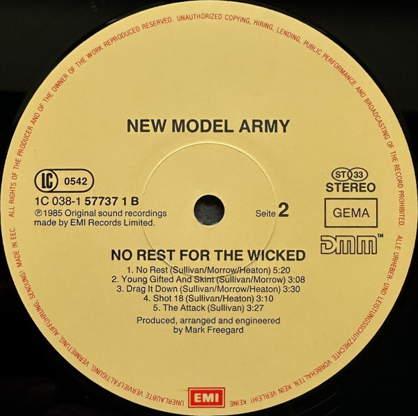 New Model Army - No Rest For The Wicked | EMI (1C 038-1 57737 1 DMM) - 4