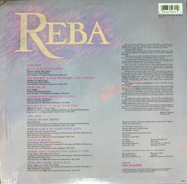 Reba McEntire - Greatest Hits | MCA Records (MCA 5979) - 2 Reba McEntire - Greatest Hits | MCA Records (MCA 5979) - 2