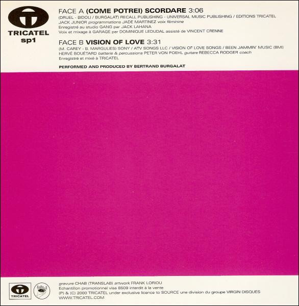 Bertrand Burgalat - (Come Potrei) Scordare / Vision Of Love | Tricatel (sp1) - 2 Bertrand Burgalat - (Come Potrei) Scordare / Vision Of Love | Tricatel (sp1) - 2