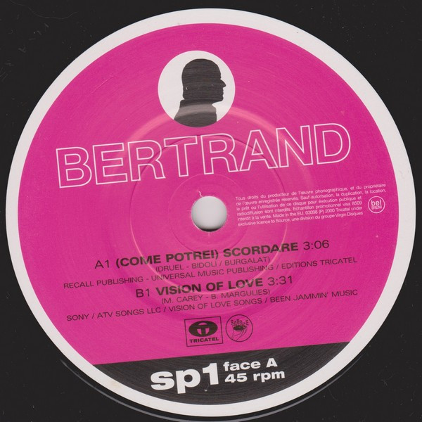 Bertrand Burgalat - (Come Potrei) Scordare / Vision Of Love | Tricatel (sp1) - 3 Bertrand Burgalat - (Come Potrei) Scordare / Vision Of Love | Tricatel (sp1) - 3